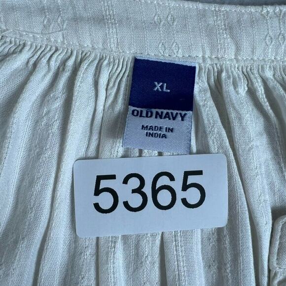Old Navy Blouse Women's XL Textured Dobby Top Sea Salt Cream Boho Peasant - Picture 7 of 10